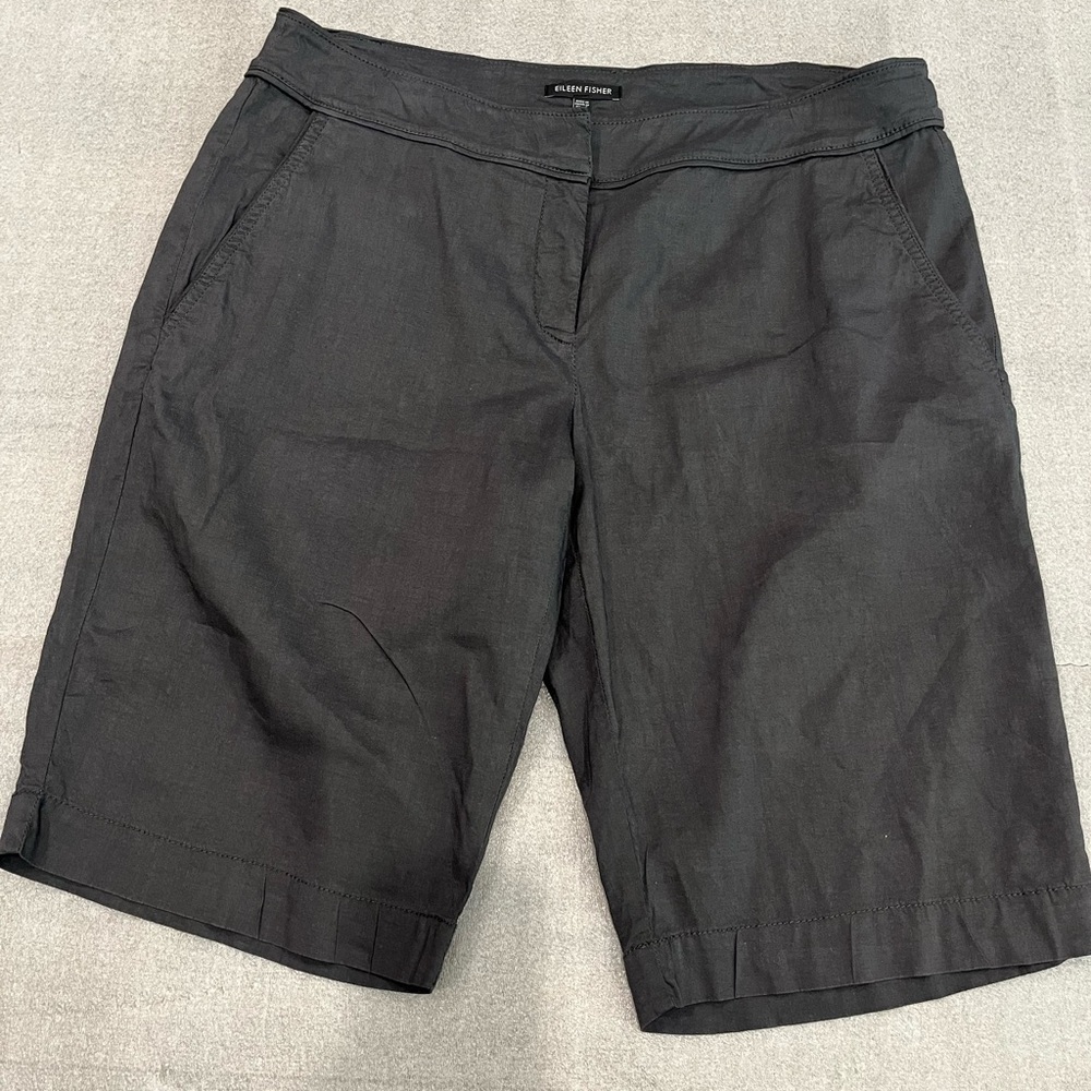 [US10]Eileen Fisher Dark Gray Bermuda Shorts with Flat Front